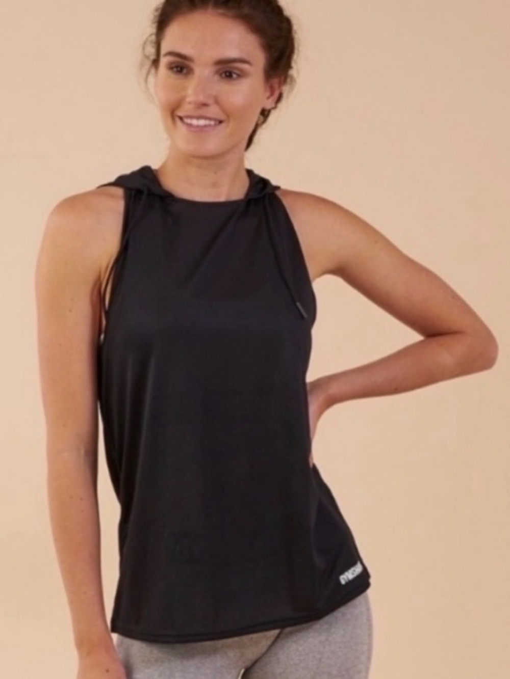 Gymshark hooded tank, XS, Black, Cutout back design, lightweight